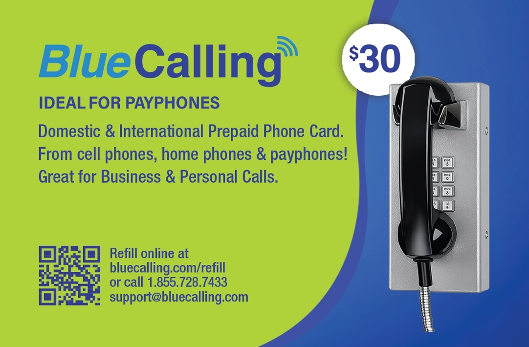 Bluecalling Payphone Calling Card $30