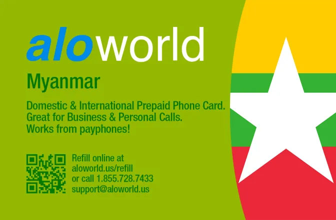 Call Myanmar from United States or Canada cheap and easy with a calling card.